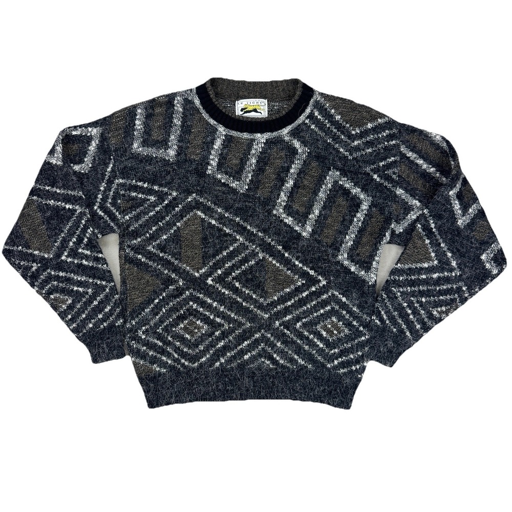 80s Le Tigre Vtg Geometric Fair Isle Acrylic Sweater Women's Small Teen 16/18